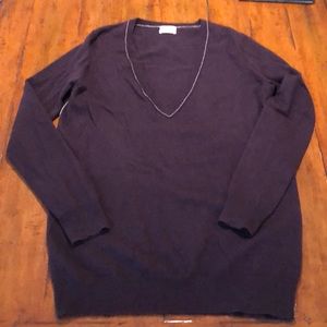 MADEWELL WALLACE DEEP V NECK LONG PULLOVER SWEATER